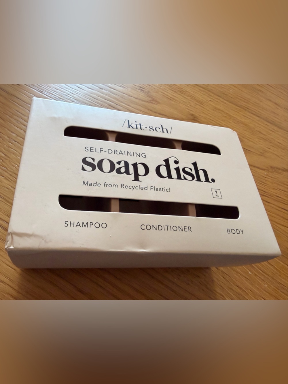 Kitsch Soap Dish in Cream with Black Text